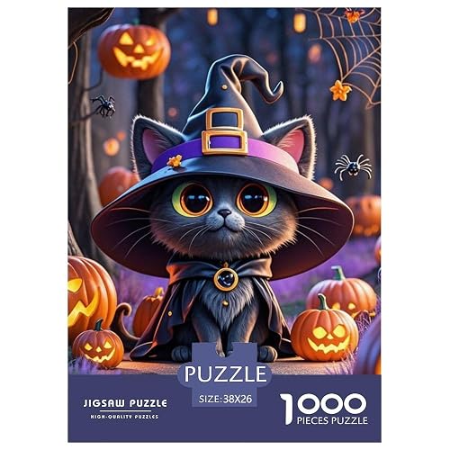 Halloween Cute Gato 1000 Piezas Adultos Puzzle Niños Regalo Illustration Style DecoracióN Familiar Creativo…