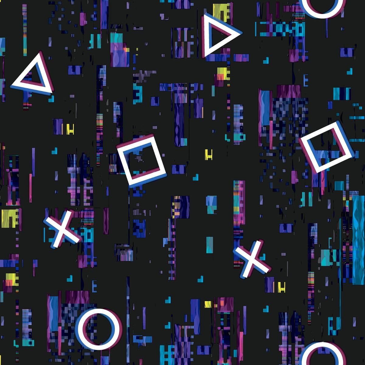 B&Q -  Video Game Glitch Wallpaper Multicoloured Pink Purple Black Blue 6219