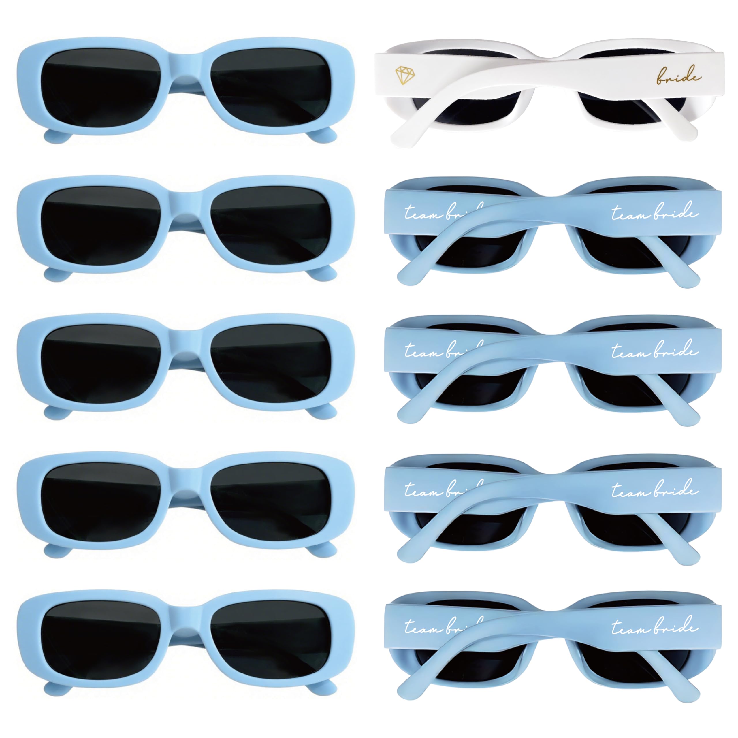 Bride Squad Bachelorette Party Favors 10 Pcs Team Bride Sunglasses Retro Rectangle Bridesmaid Gifts Sunglasses