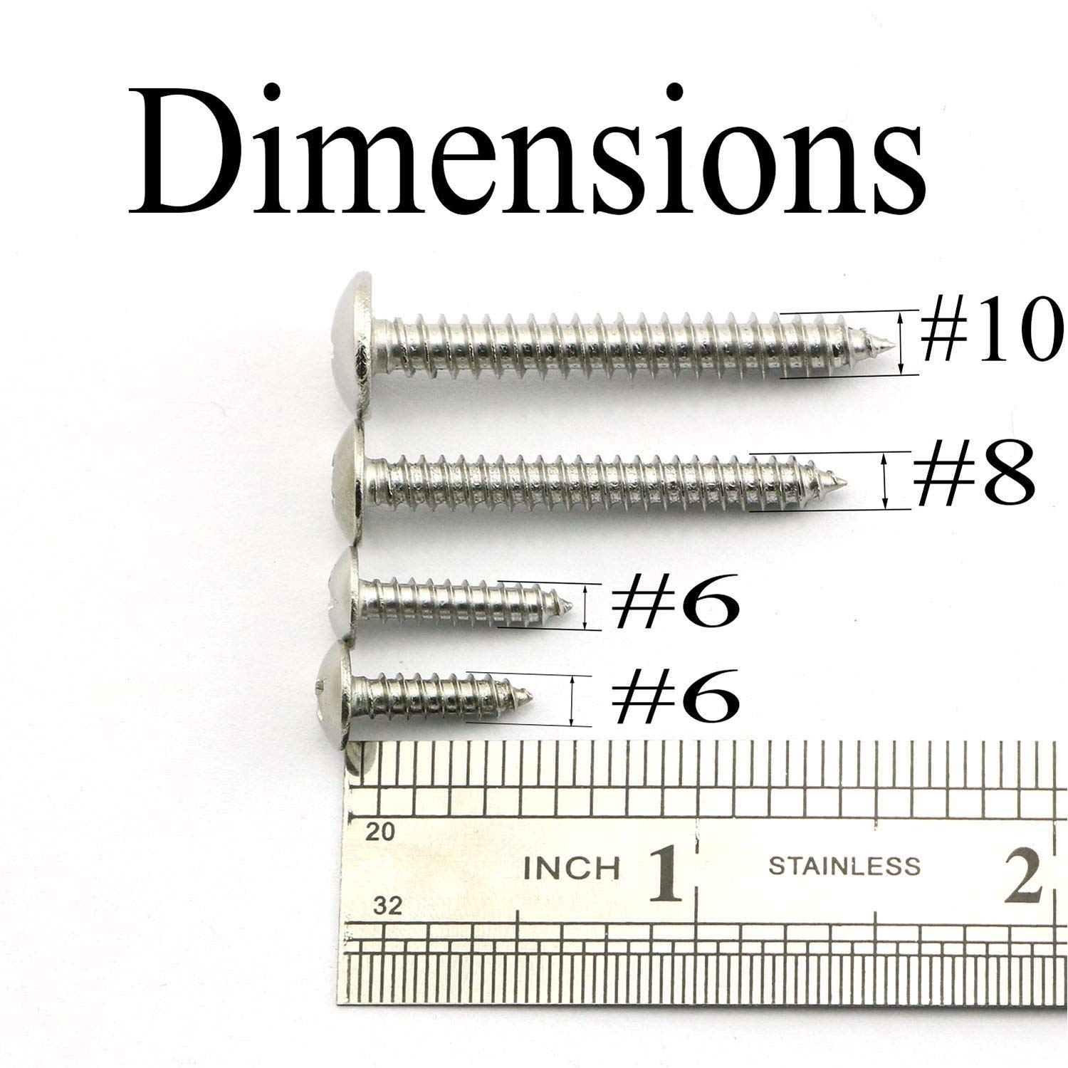50pcs #8x1-1/4 inch Truss Head Self Tapping Phillips Screws 304 Stainless Steel Large Cross Recessed Mushroom Head Screw - Image 5
