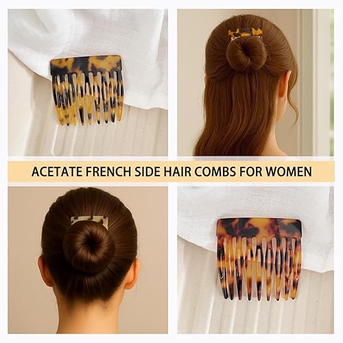 Miniatura 3 de 4 peines laterales de pelo francés para mujer, moño pequeño trenzado, 2 colores para accesorios