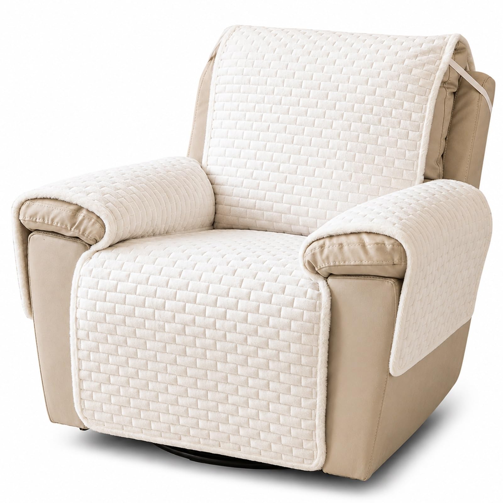 GZGLZDQ Recliner Chair Cover Non-slip, Armchair Cover Pet-safe Washable, Recliner Sofa Covers in Short Plush, Breathable Armchair Cover for Single Chairs Recliners Armchairs(G-white)