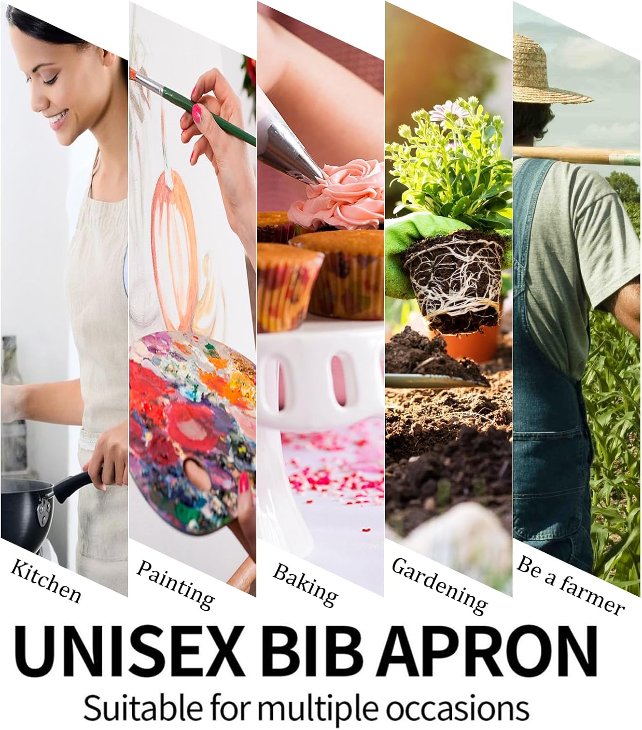 Gothic Apron for Women with Sugar Skull and Floral,28x33in,Goth Kitchen Aprons with 2 Pockets, Oxford Fabric,Halloween Adjustable Apron for Cooking Baking Gardening Chef,Gifts for Mom Wife - Image 6