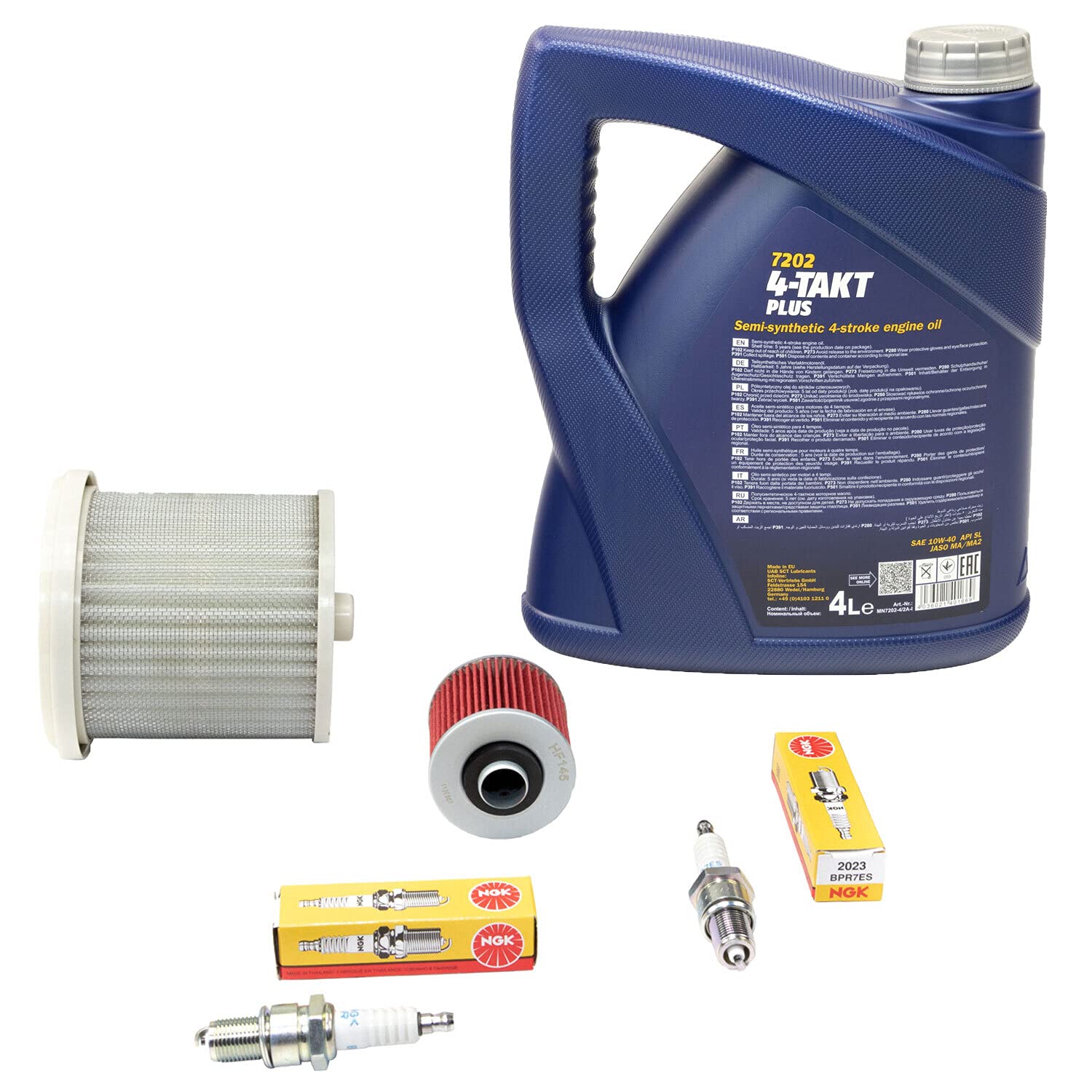 Wartungspaket Öl 4L + Luftfilter + Ölfilter + Zündkerzen für Yamaha XV 535 H XV 535 N XV 535 SH Baujahr 1988-1995