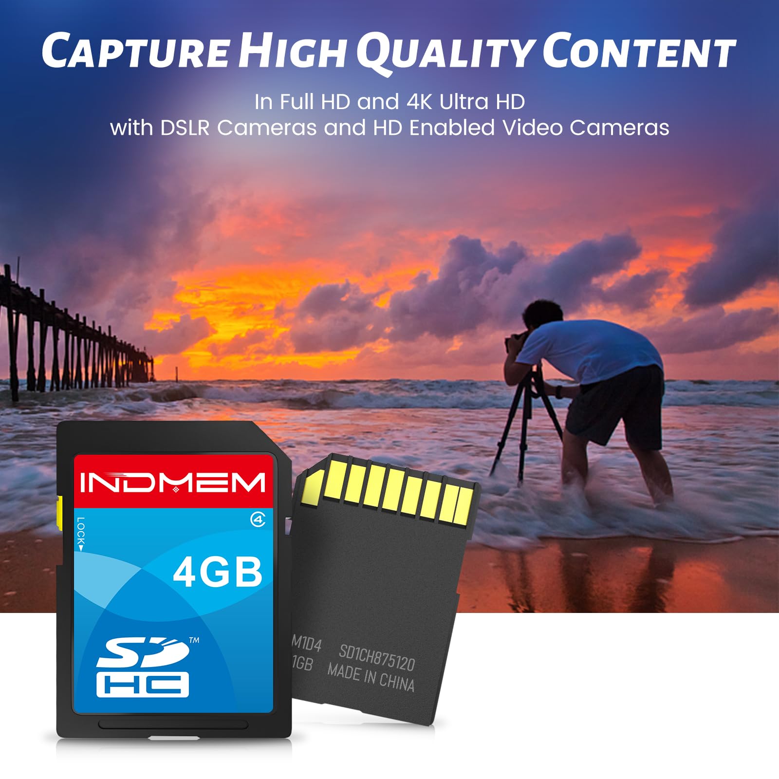 Tarjeta SD de 4 GB, paquete de 8 tarjetas de memoria flash MLC, grabación de video Full HD de alta velocidad, tarjetas digitales seguras para cámara, cámara de acción, videocámara, teléfono