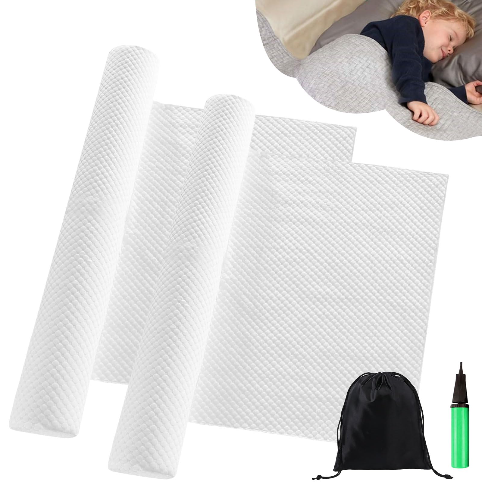 Barrière de lit gonflable pour tout-petits 120x80cm lot de 2 avec couverture en tissu
