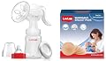 LuvLap Manual Breast Pump, 3 Level Suction Adjustment, Soft & Gentle, BPA Free & LuvLap Washable Breast Pads, Pack of 6