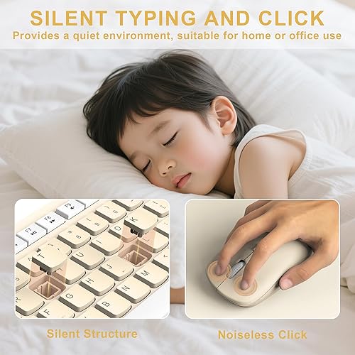 Miniatura 3 de Combo de teclado y mouse inalámbricos, teclado inalámbrico de tamaño completo y mouse DPI ajustable, receptor USB de 2.4 GHz, teclado y mouse para