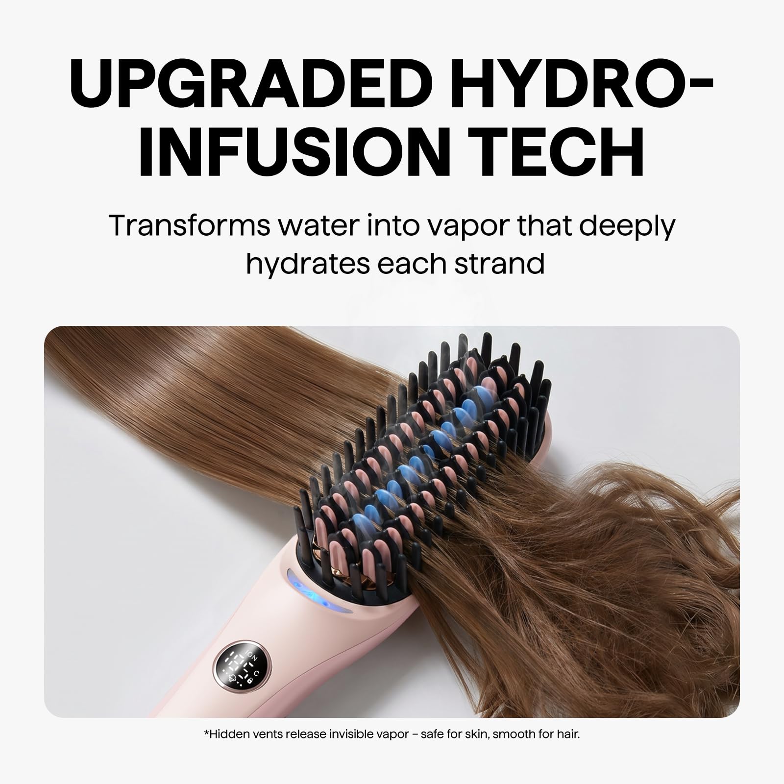 Wavytalk Glättbürste Steambrush Pro, 4-in-1 Dampf Haarglätter Bürste mit ionen technologie, doppelte Pflege dampfstyler, reduzierte Hitzeschäden, schenkt natürliche und geglättetes Haar, Dual-Spannung