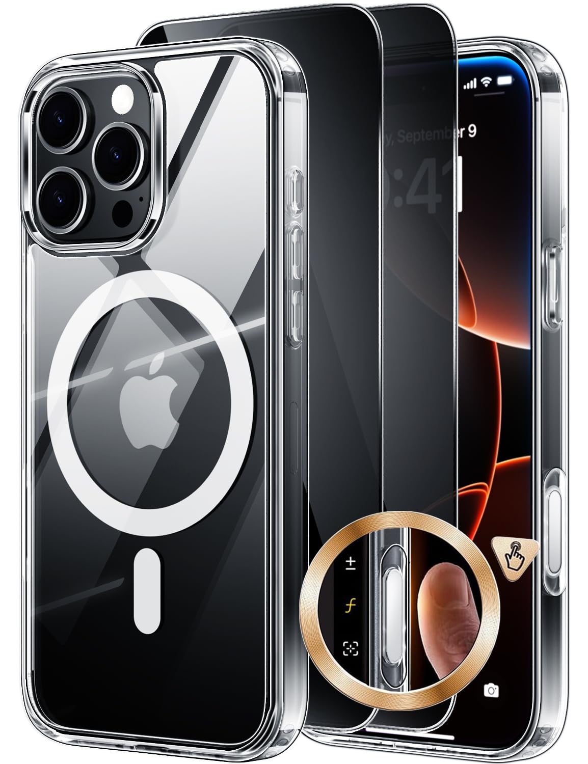 X-level Cover Compatibile con iPhone 16 Pro Max, Custodia for Mag-safe Ultra -sottile Magnetic Carbonio Resistente ai Graffi 0,35 mm in Fibra di Poliammide, Rigida Case per iPhone 16 Pro Max- Nero