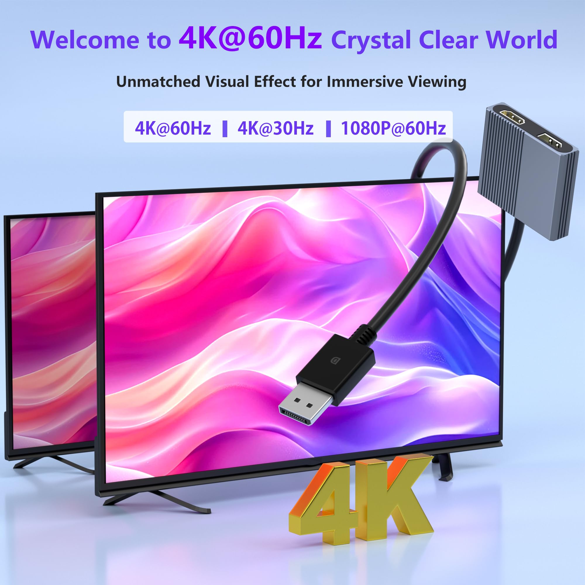 Adapter DisplayPort na HDMI i DisplayPort, adapter 4K przy 60 Hz, adapter DP na HDMI/Display Port Splitter 1 w 2 wyjścia, rozszerzony wyświetlacz, DisplayPort MST Hub do komputera stacjonarnego