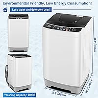 Vista 3 de Nictemaw Portable Washing Machine 15.6Lbs Capacity Portable Washer with Drain Pump 2.1Cu.ft Full-Automatic Compact Washer with 10 Programs 8 Water