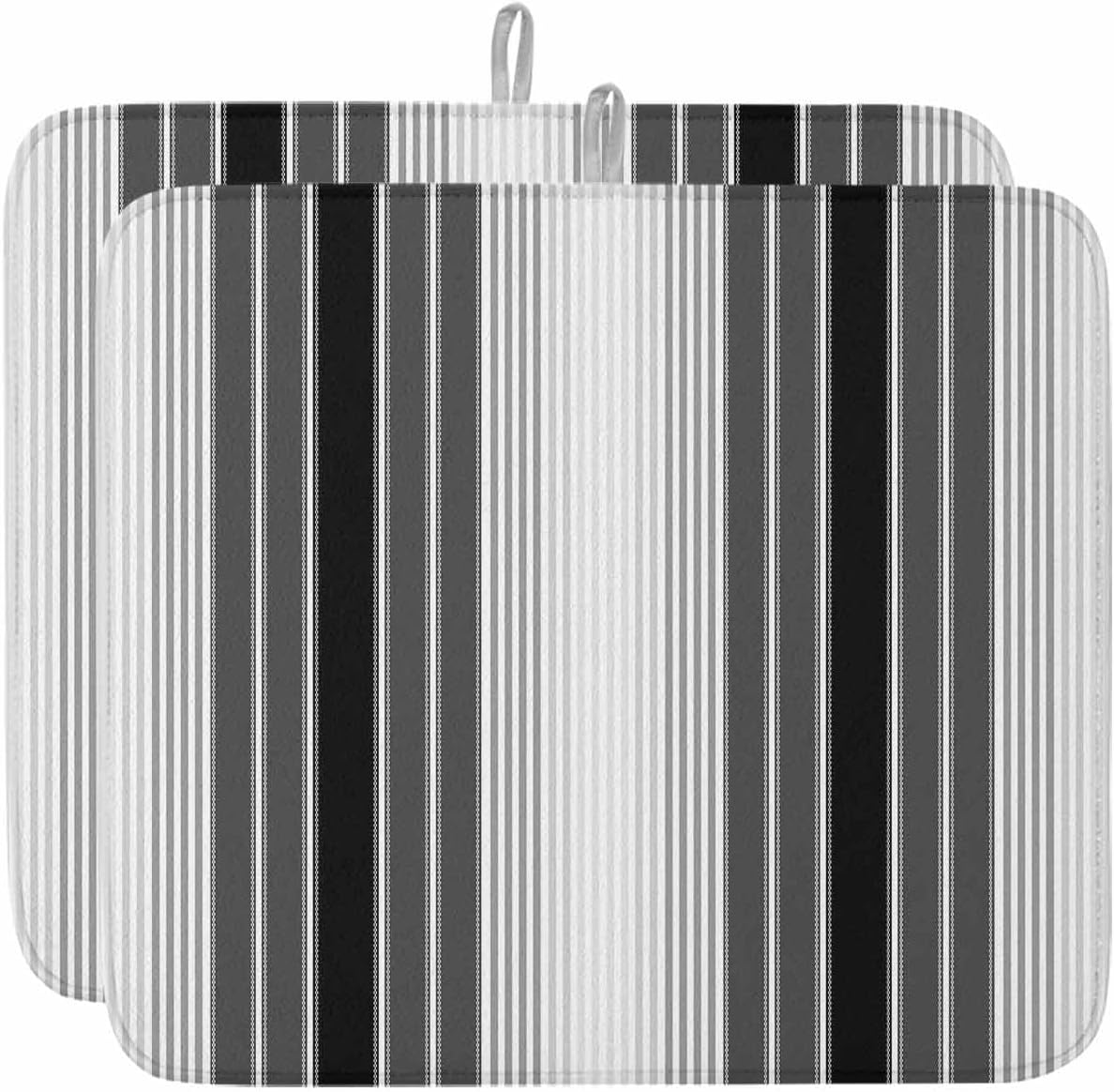 Stripes Ombre Drying Mats for Kitchen Counter 2 Pcs, Modern Microfiber Absorbent Dish Drainer/Rack Mat,Reversible Hangding Quick Drying kitchen Decor,16x18 Machine Washable