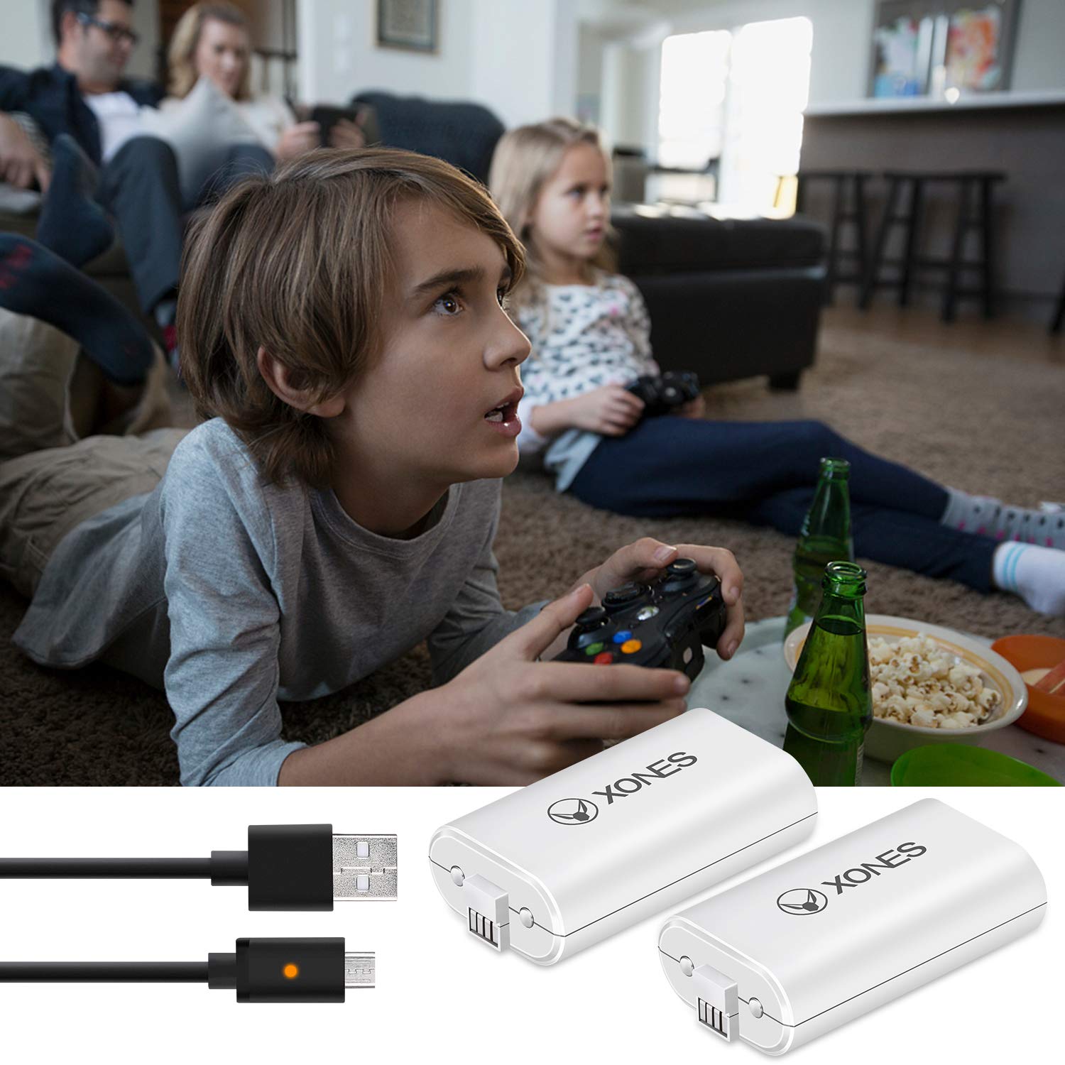 Lithium Rechargeable Battery Pack for Both Xbox Series X|S and Xbox One/S/X/Elite/Elite 2 Controller; Plug Play and Charge Kit; Charging Status LED; Long Life; Quick Charge; 2 Sets for 2 Controllers