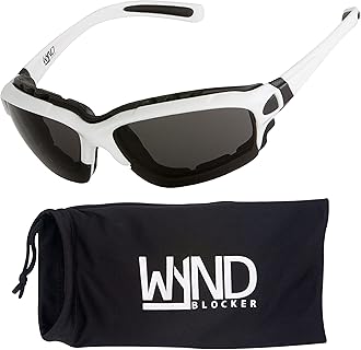 WYND Blocker Motorcycle Riding Glasses Extreme Sports Wrap Sunglasses, White, Smoke
