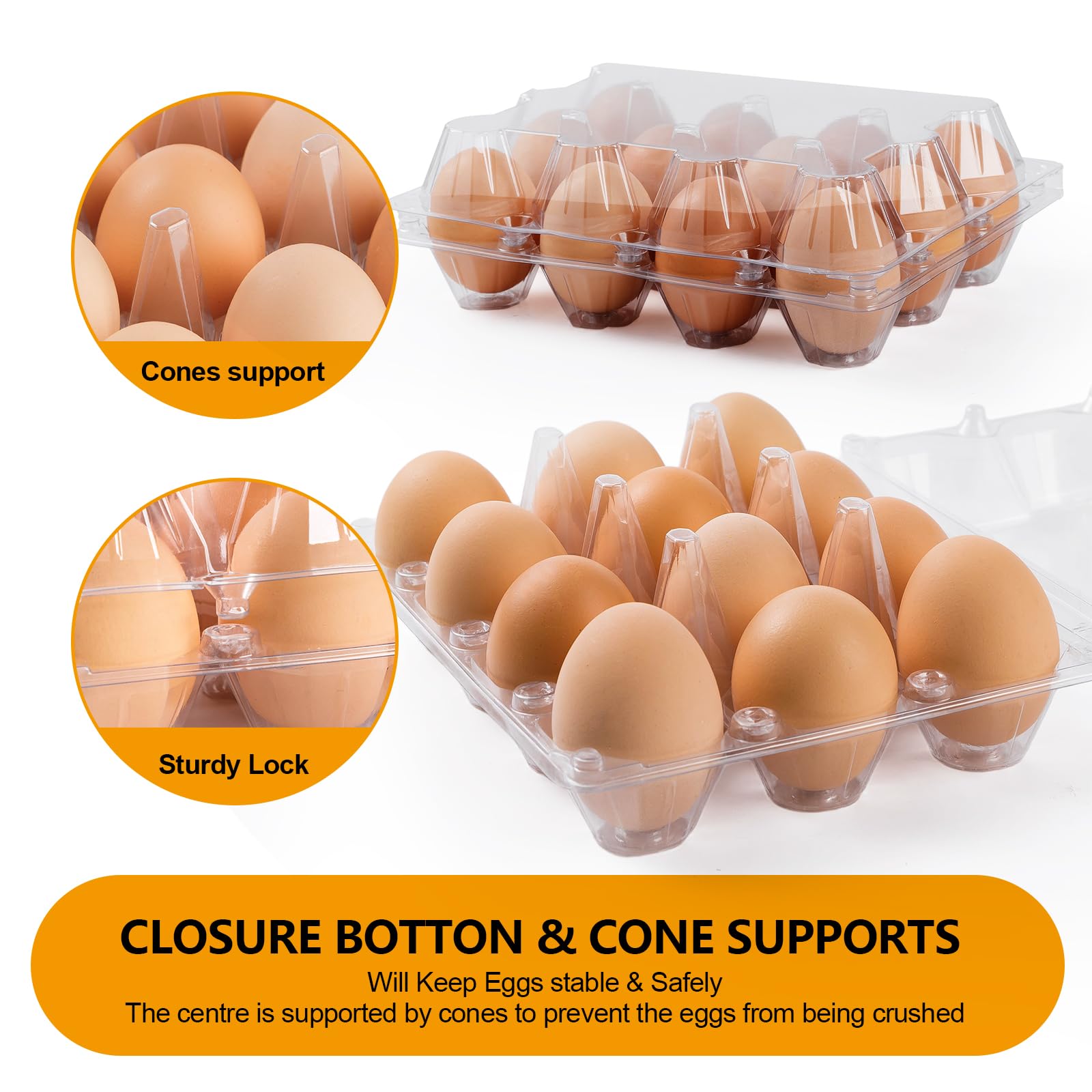 Paquete de 120 cajas de huevos baratas a granel, 12 unidades, 1 docena de cajas de huevos vacías transparentes para huevos de gallina, contenedor de huevos de plástico para familia, granja de