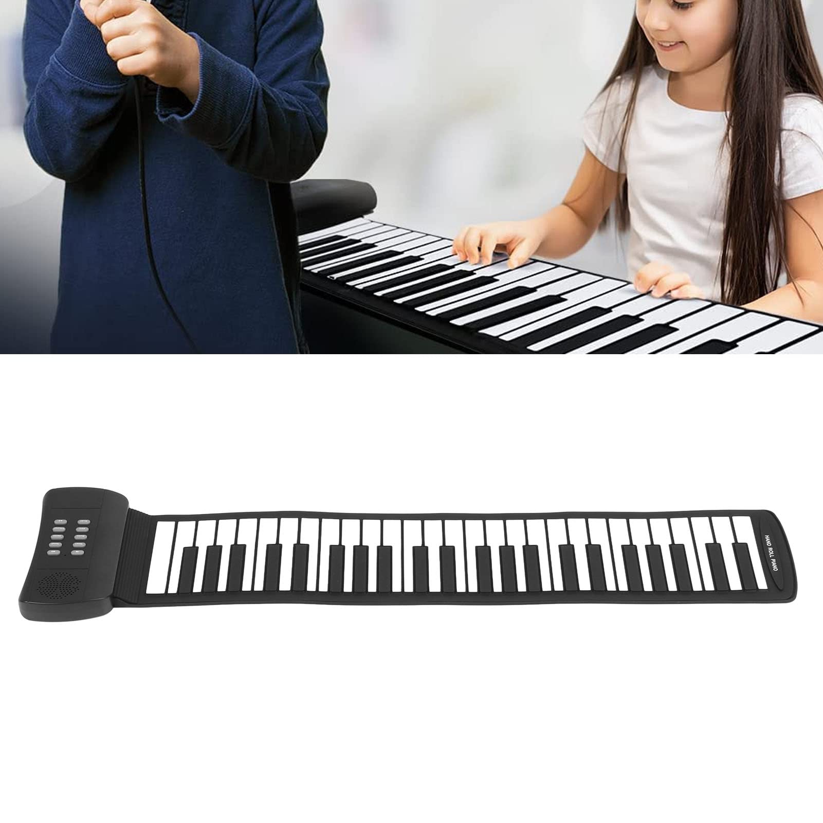 Roll Up Piano, 49 Tasti Tastiera Elettronica Portatile Tastiera Pieghevole Piano per Computer Tablet Suono Esterno o Cuffie Suono Surround 4D USB Alimentato a Batteria(PM49)