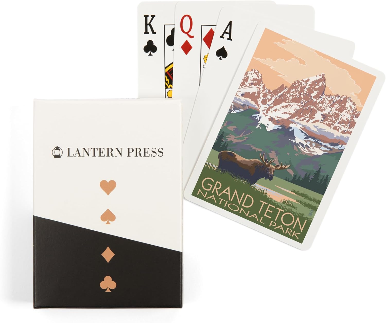 Lantern Press Grand Teton National Park, Wyoming, Moose and Mountains, 52 Playing Cards for Adults, Poker Size Card Deck