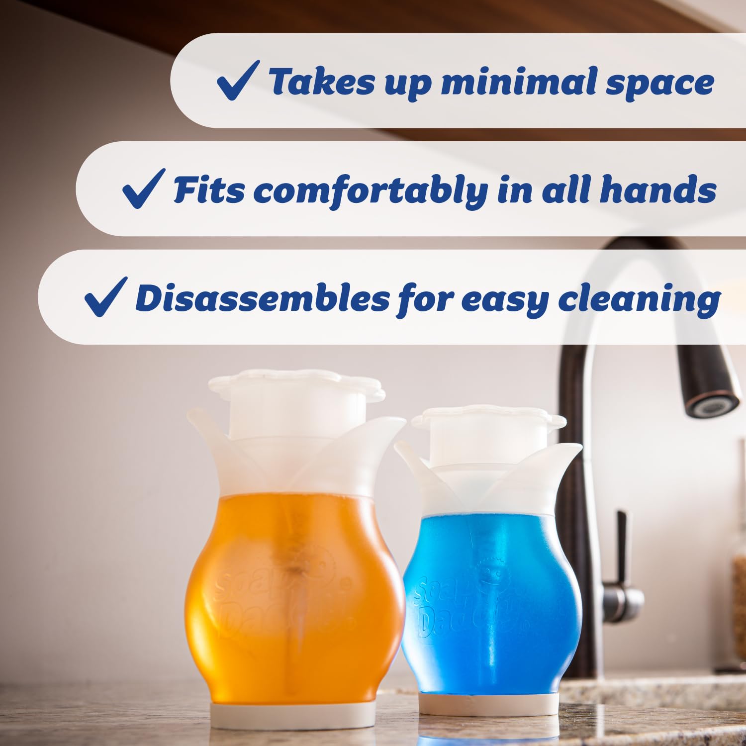 Scrub Daddy Soap Daddy - Dispenser di sapone liquido a due lati per lavello della cucina + pulizia del bagno, ricaricabile e facile da usare, essenziale da usare con piatti o sapone per le mani, 1