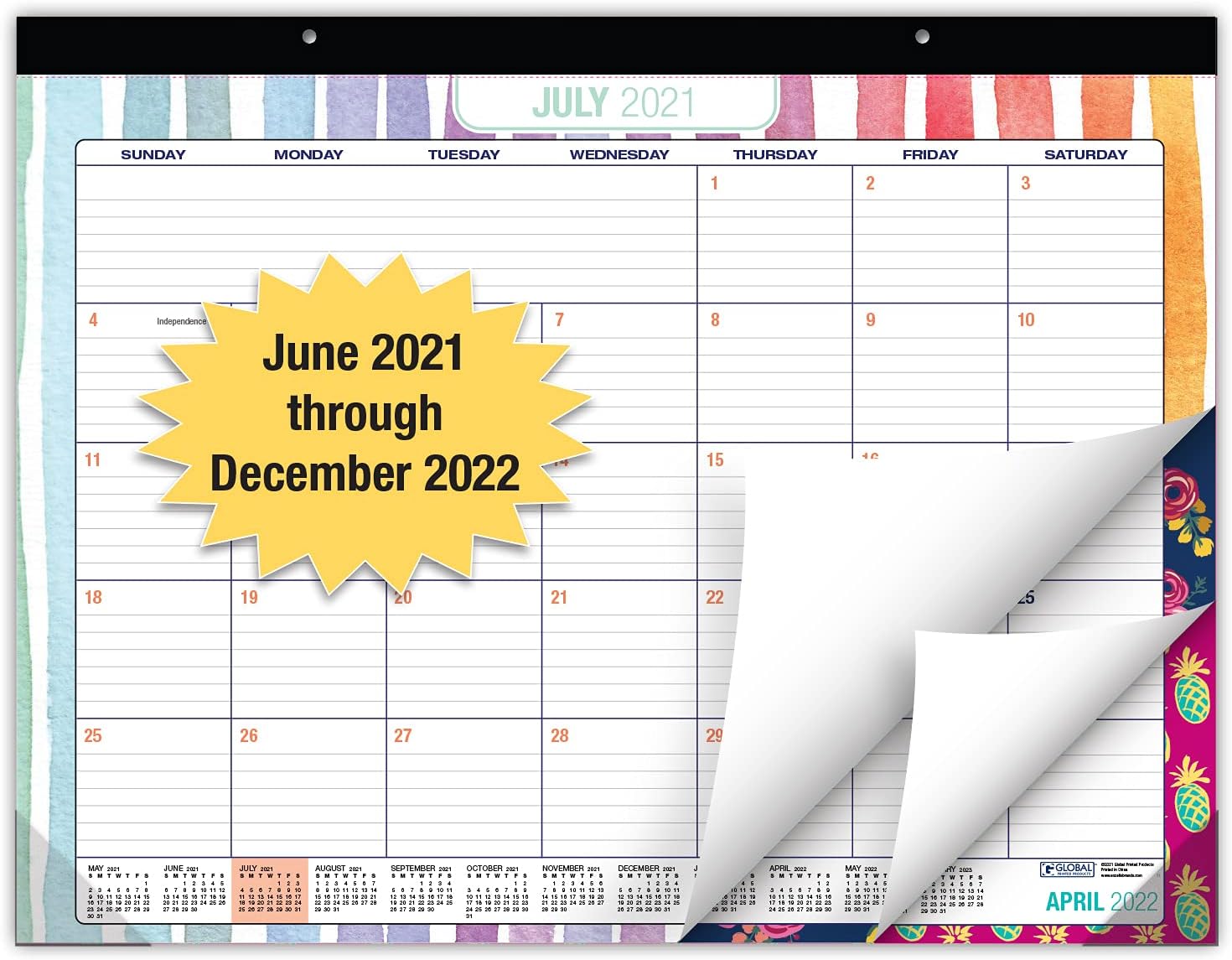 Desk Calendar 2021-2022: Large Monthly Pages - 22"x17" - Runs from June 2021 Through December 2022 - Desk/Wall Calendar can be Used Throughout 2022. : Office Products
