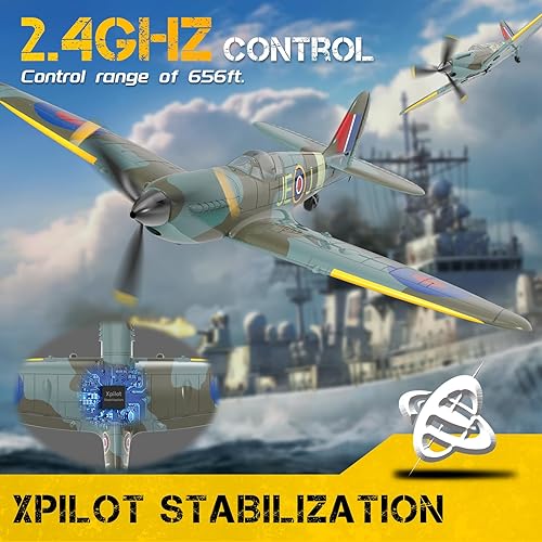 Miniatura 2 de CKYSCHN Avión RC de 4 canales, VOLANTEXRC Spitfire V2 aviones RC, aviones de control remoto para adultos principiantes con sistema de estabilización