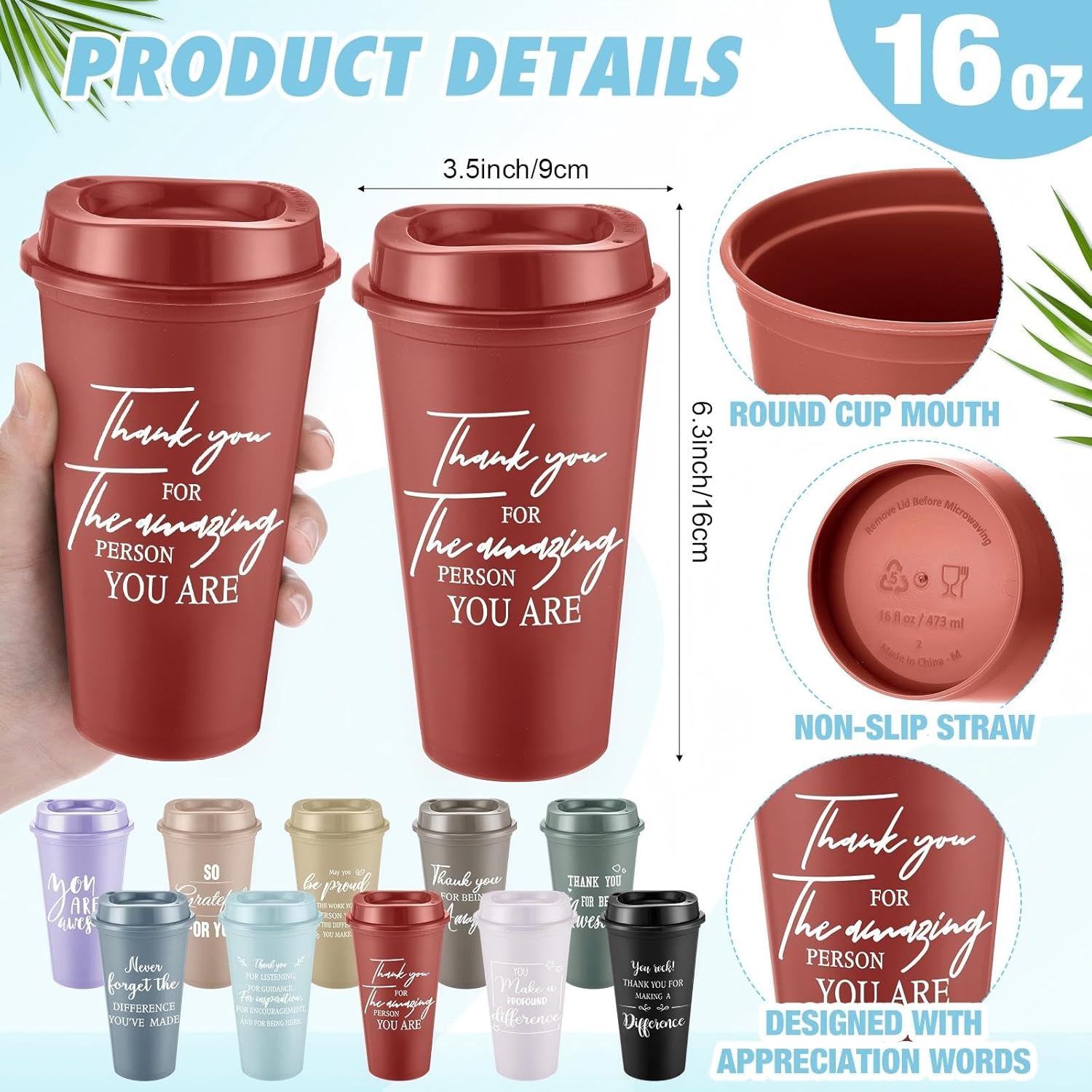 LemonRoad 105 Pcs Employee Appreciation Gifts Set,Staff Coworker Gift Bulk 16 Oz Plastic Tumbler Cups with Lid Straw Spiral Notebook Pen Thank You Gift for Team Office (Classic,Morandi) - Image 2