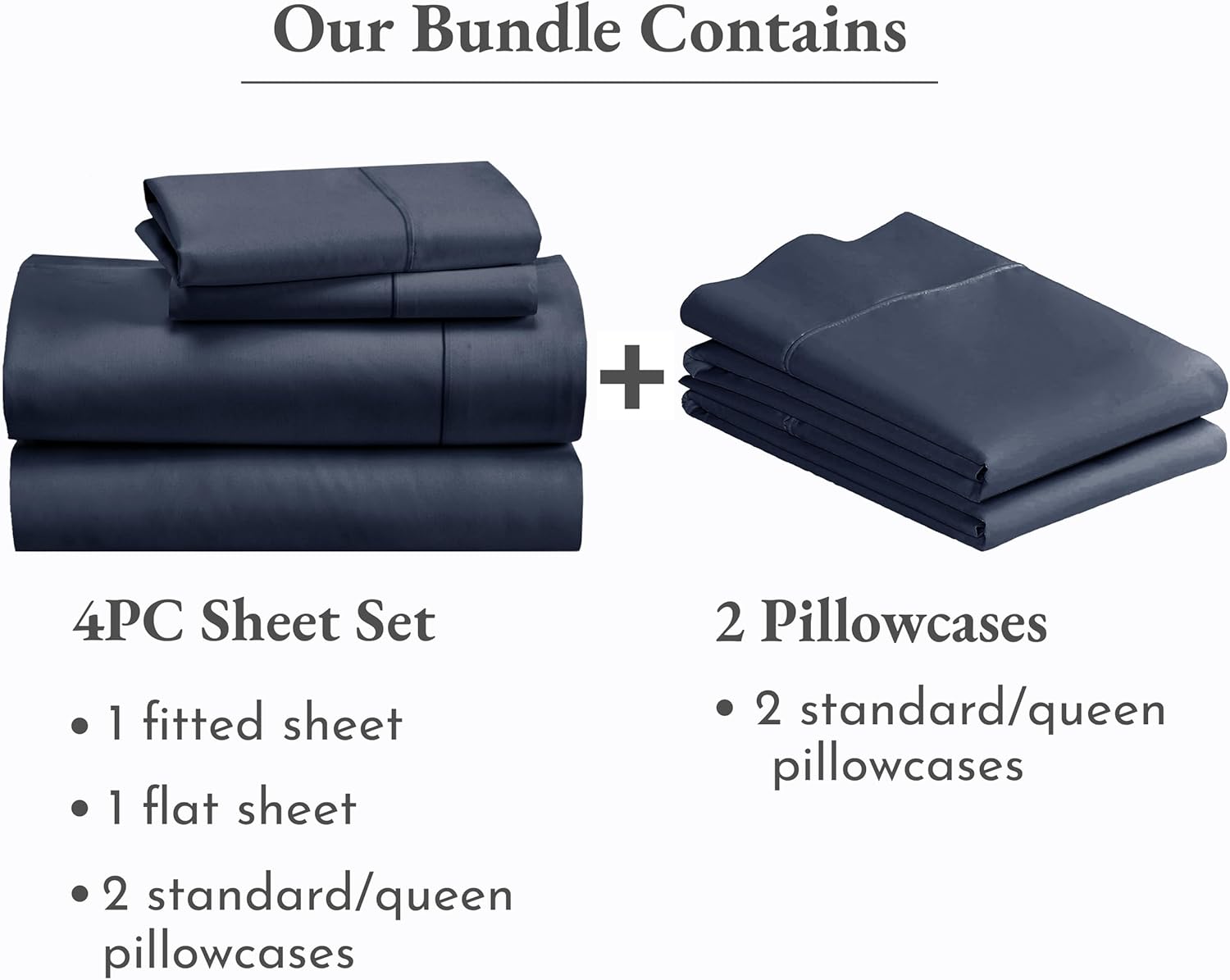 California Design Den 6 Piece Queen Size Sheet Set with 4 Pillowcases, 400 Thread Count 100% Cotton Sateen (Indigo Dusty Blue)