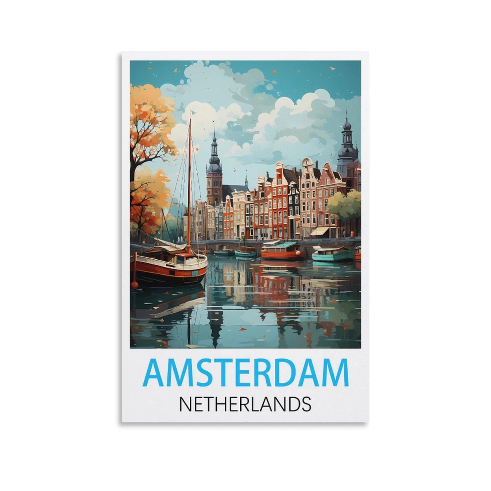 Metal Tin Sign,Amsterdam Netherlandss,Wall Decor Kitchen Garage Dining Room Home Decor Hotel Decor Gift 30x40cm