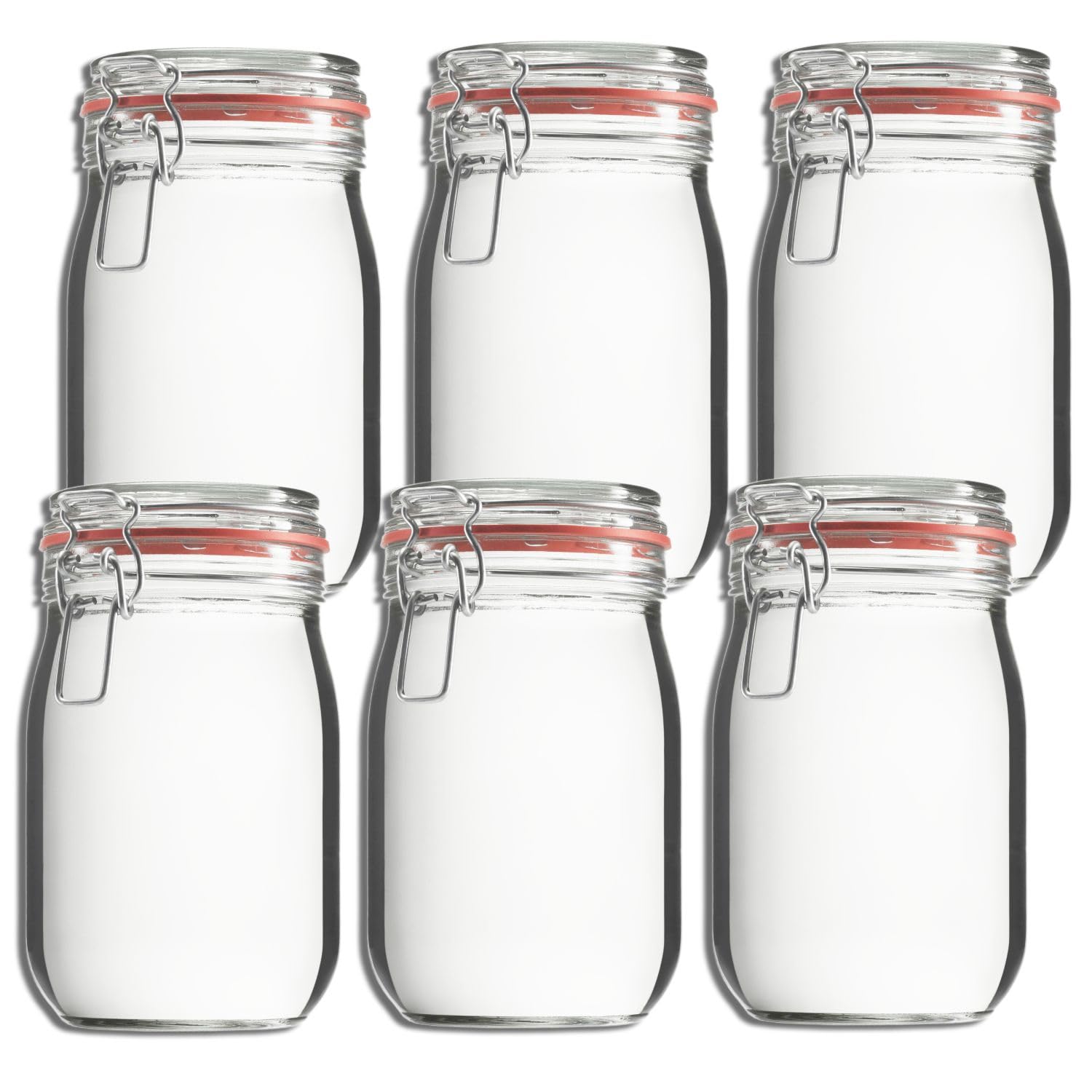 6er Set Einmachgläsers 1140 ml Bügelverschluss rund luftdicht XL Aufbewahrung