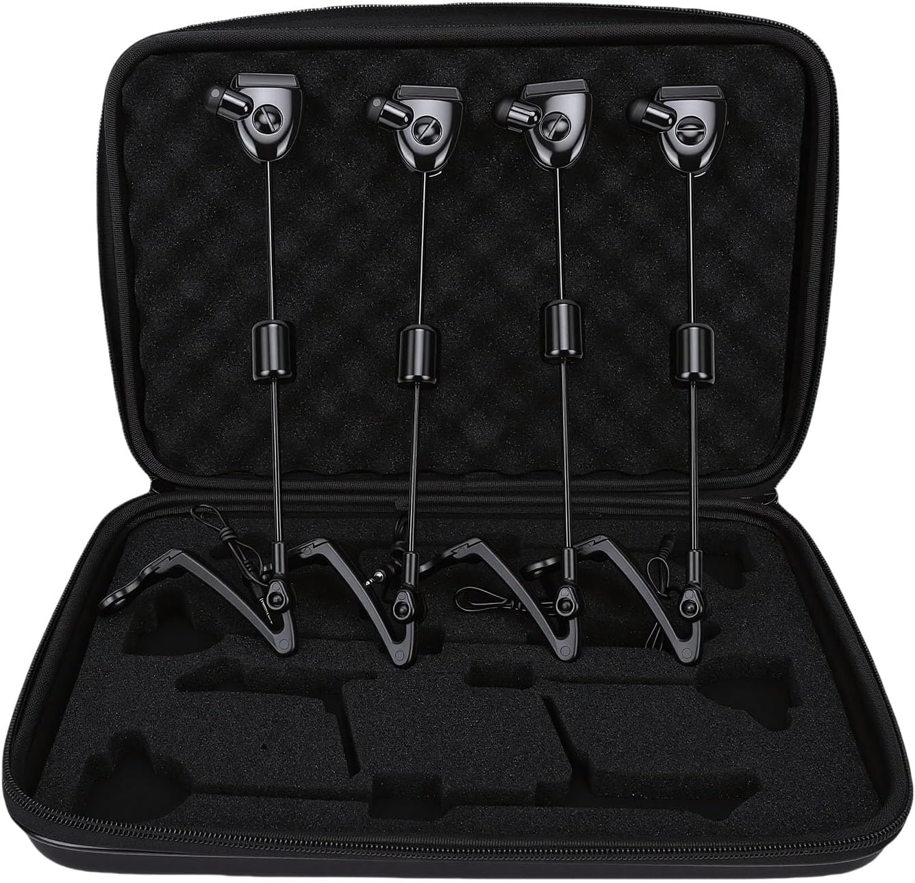 SUNGOOYUE Carp Fishing Alarm Set 4 Pack, Universal Bite Indicator Rod Alarm with LED Light for Night Bank Fishing Tackle Accessories