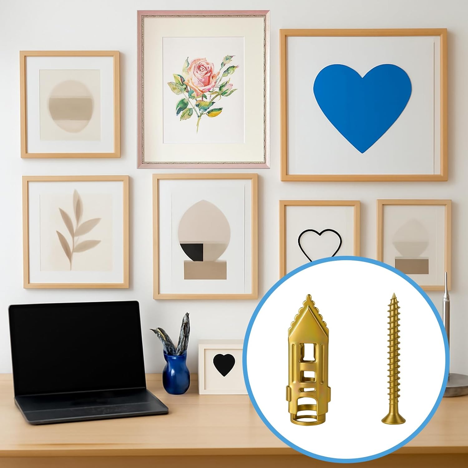 60 PCS Self Drilling Drywall Anchors Kit – 30 PCS Steel Anchor and 30 PCS zinc Screws for 3/8"–5/8" Walls, Easy No-Drill Install, High Strength for TVs, Shelves & Picture Frames