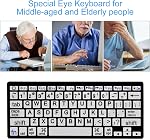 HXMJ - Grande impression Mini Clavier Bluetooth compatible avec iPad, iPhone, iPod, MacBook pour les aînés et les personnes malvoyantes en blanc à faible vision