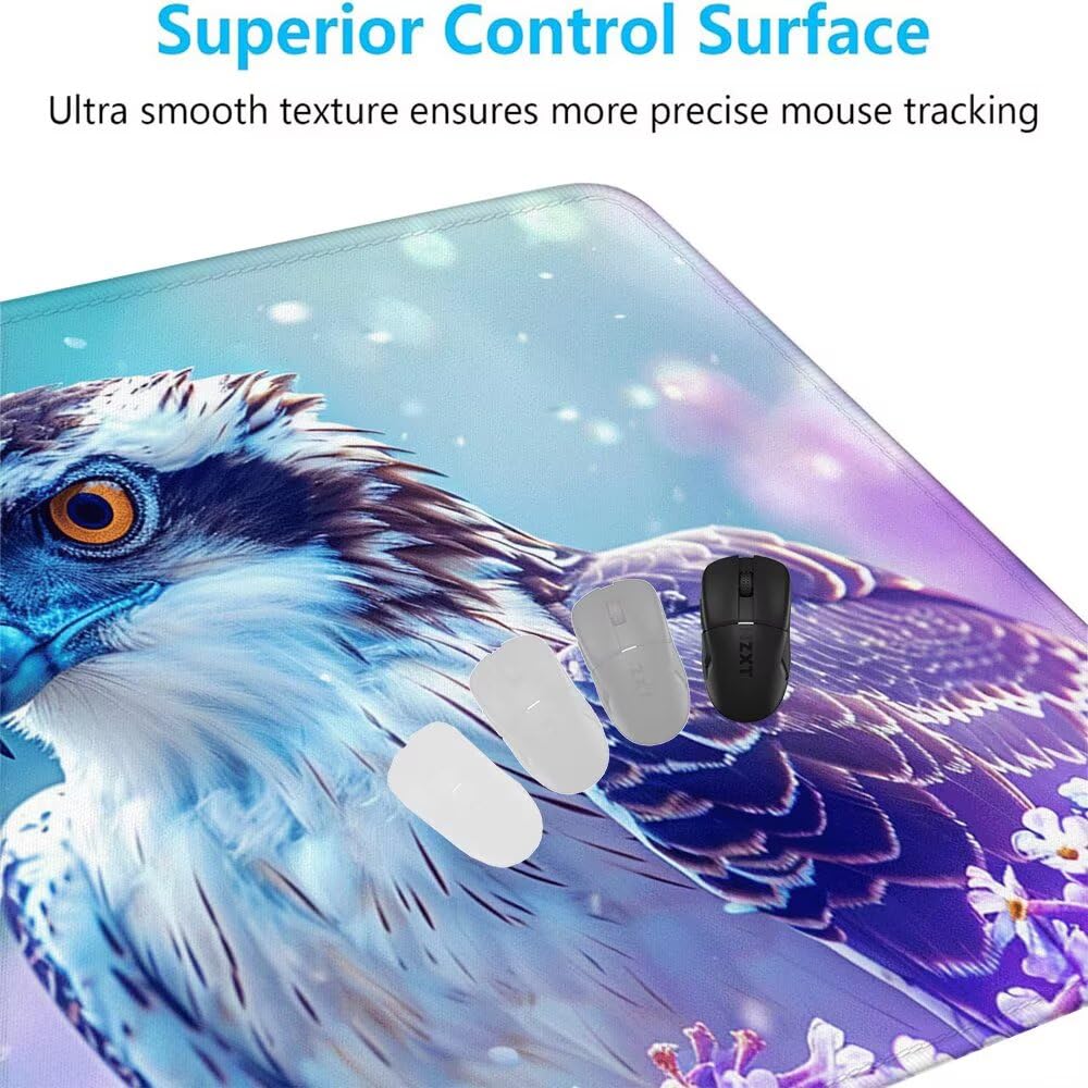 Viola Tappetino Mouse XXL 1000x500x3mm, Gaming Tappetino Mouse Aquila Mousepad con Base in Impermeabile Gomma Antiscivolo per Tastiera Computer Ufficio Idea Regalo Festa del Papà e Compleanno X-996