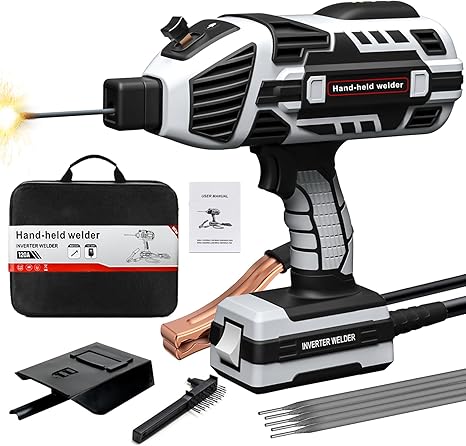 Welding Machine Handheld 110V 120Amp Portable ARC Welder Gun Hand Held Welder Machine with IGBT Inverter 5 Variable Current Adjustment for 1/16''-1/8'' Welding Rods
