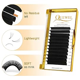 QUEWEL Easy Fan Lash Extensions 0.05mm D Curl Eyelash Extensions 11mm Single Lash Trays Matte Black Ultra Lightweight C CC D DD Curl Volume Lashes Self Fanning Lashes (0.05D 11mm)
