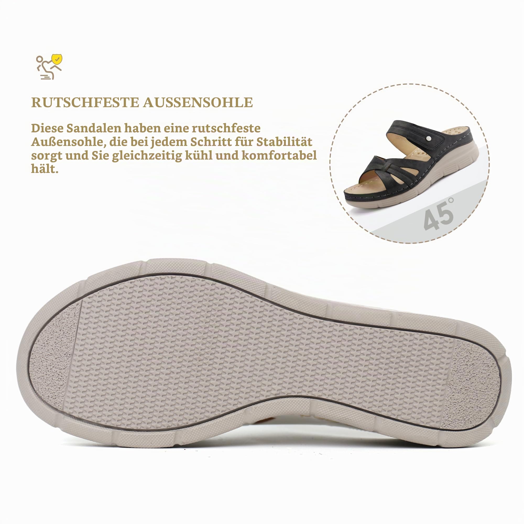 JABASIC Orthopädische Sandalen Damen Pantoletten Hausschuhe Walking Sandalen mit Arch Support