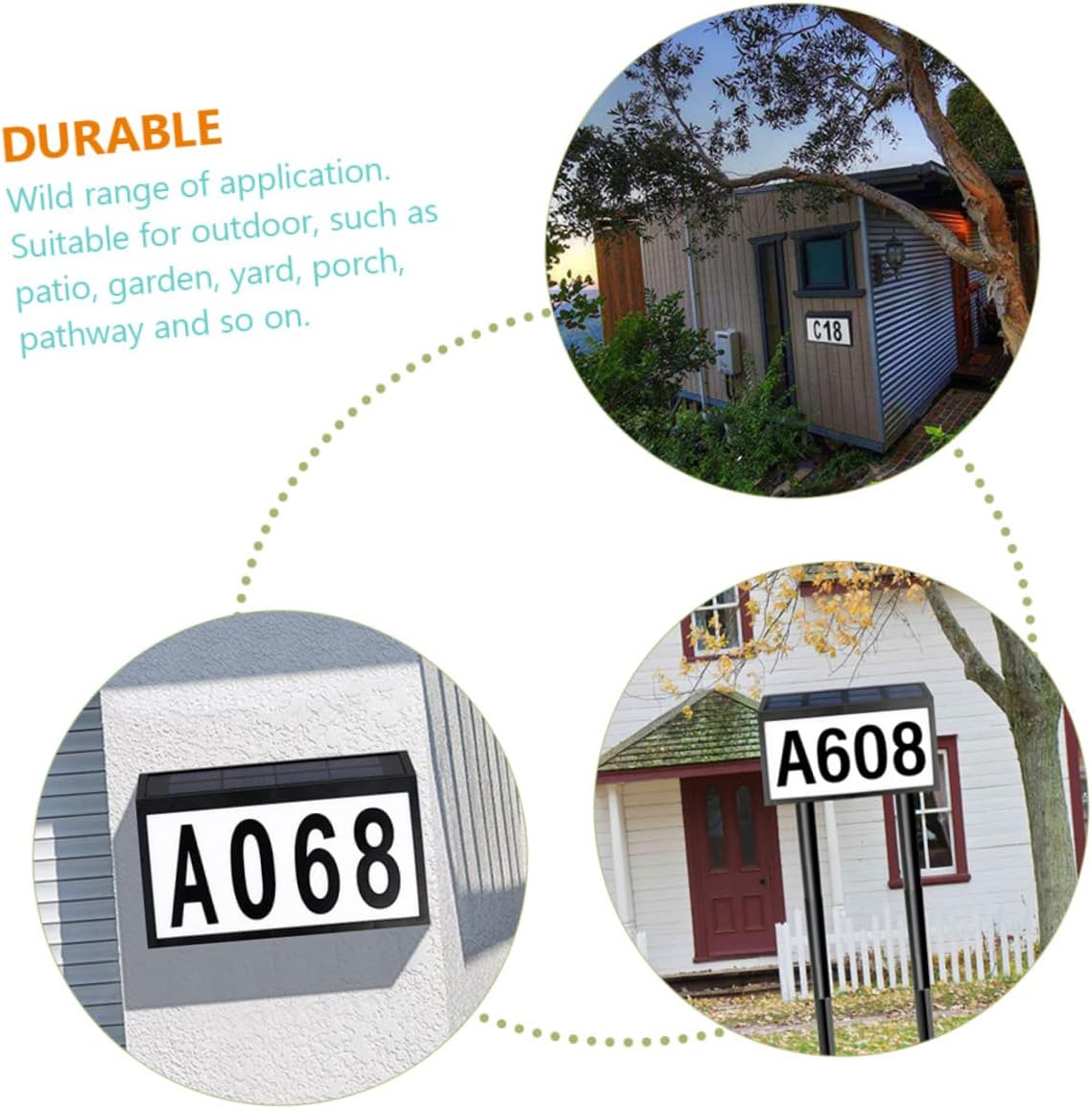 NUOBESTY Solar Address Sign Light Solar Lamp Wall Mount and Ground Stake Waterproof Outdoor Doorplate Light for Garden and Pathway Easy Installation