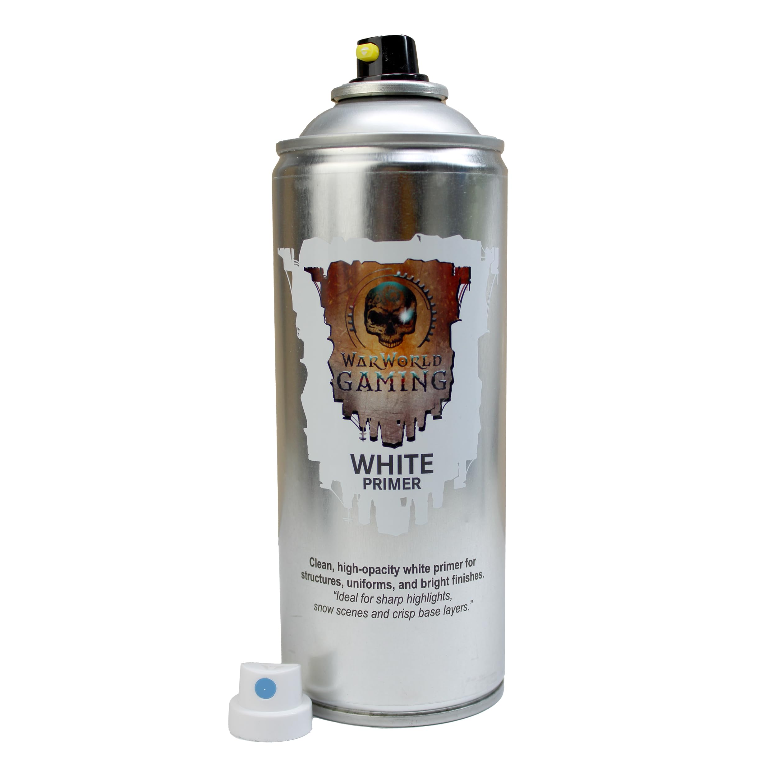 War World Gaming White Primer Spray 400ml – Matt Base Coat for Miniatures, Wargaming, Model Railway & Dioramas – Made in UK Dual Nozzel set. General Spray and detail spray