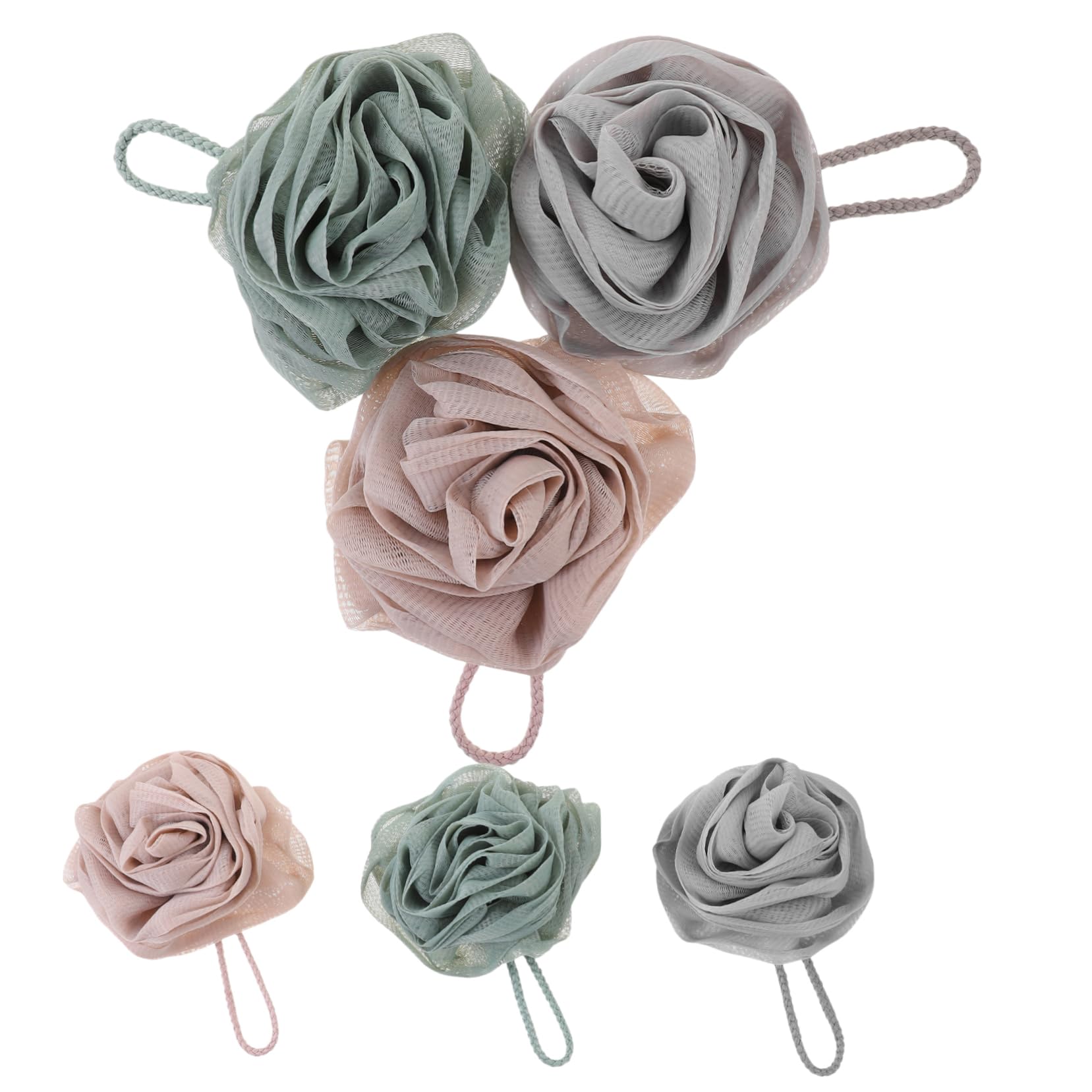 Healeved 6 Piezas Bola de baño con forma de flor. esponja baño exfoliante depurador de espalda de lufa toallita de esponja vegetal bola de ducha puffs de ducha para mujer esponja de ducha