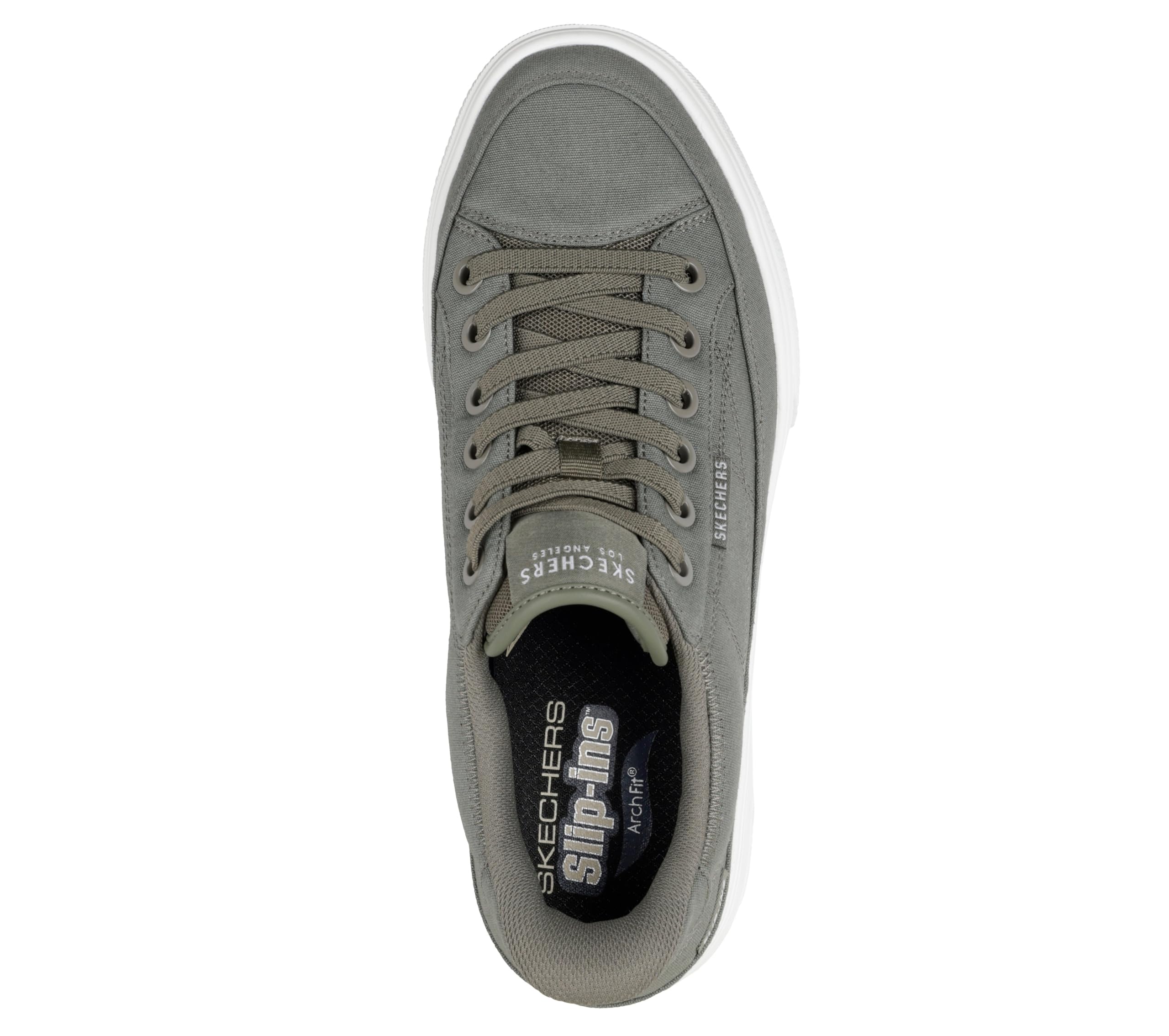 Skechers Hombre Arch Fit Arcade See Ya There Slip-In Entrenador | Zapatos casuales, sin cordones, lavables a máquina, sello de aceptación APMA, plantilla extraíble, sin cordones, veganos