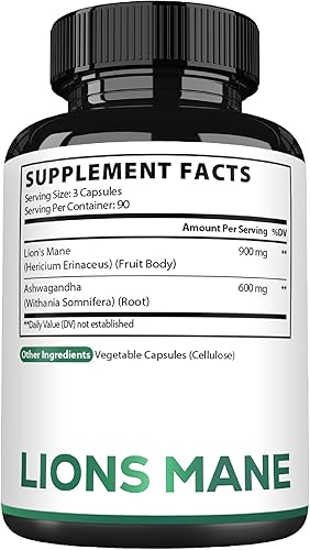 Miniatura 10 de Suplemento de melena de león con ginkgo biloba, 60 cápsulas, extra fuerte para una mente reparadora, salud cerebral, sistema inmunológico y enfoque,