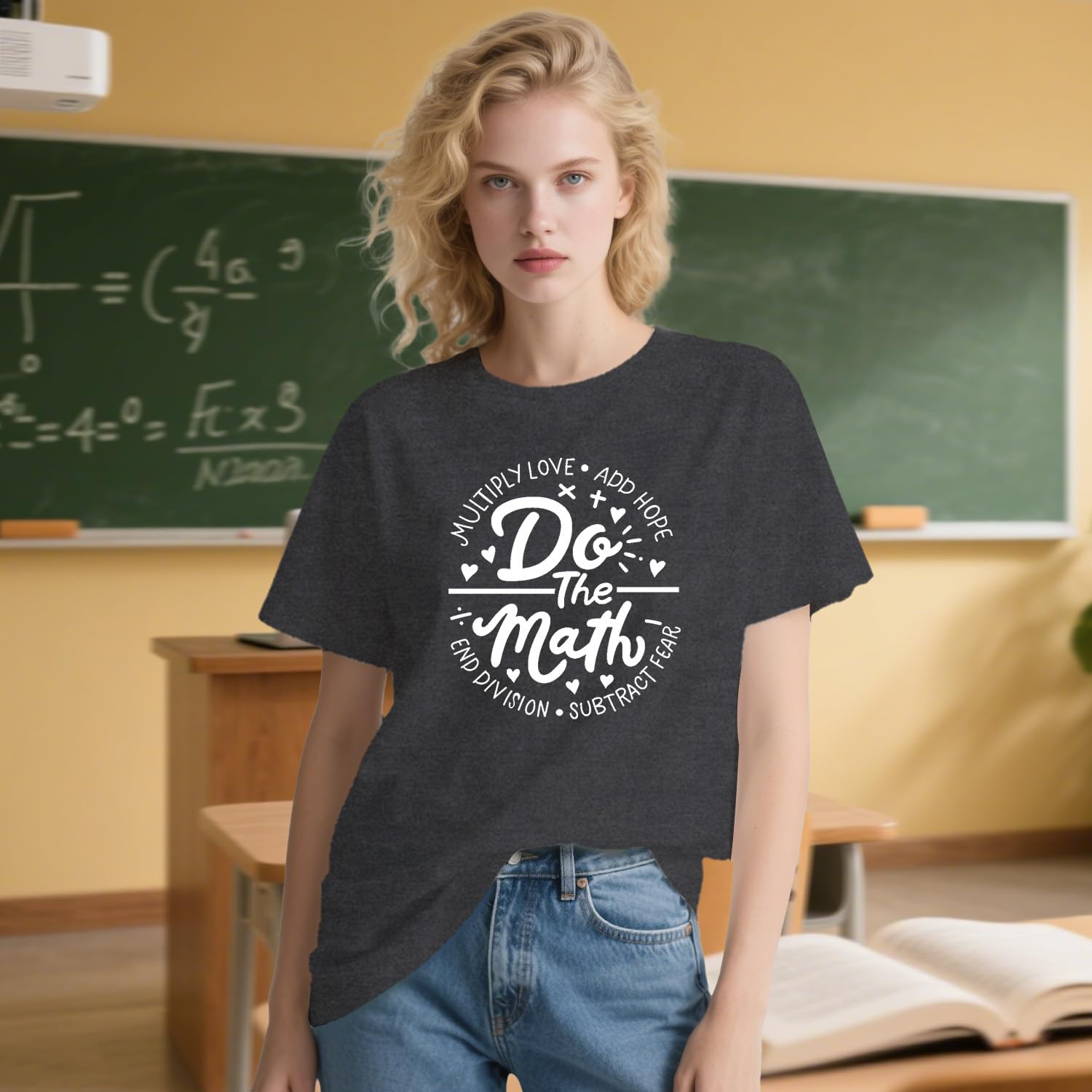 Womens Teacher Shirts Math Teacher Life Teaching T-Shirt Do The Math Print Tee Top - Image 4