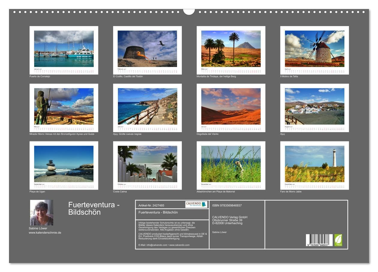 CALVENDO - Fuerteventura - Bildschön (Wandkalender 2027 DIN A2 quer), Monatskalender: Eine Reise vom Norden in den Süden der Insel.