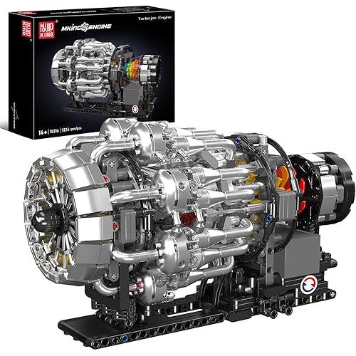 Mould King 10216 Turbojet Engine Building Sets, Mechanical Aviation Aircraft Engine Model Kit That Runs, Build Your Own STEM Model Engine, Gift for Age 14+/Adult Collections Enthusiasts (1214+ PCS)