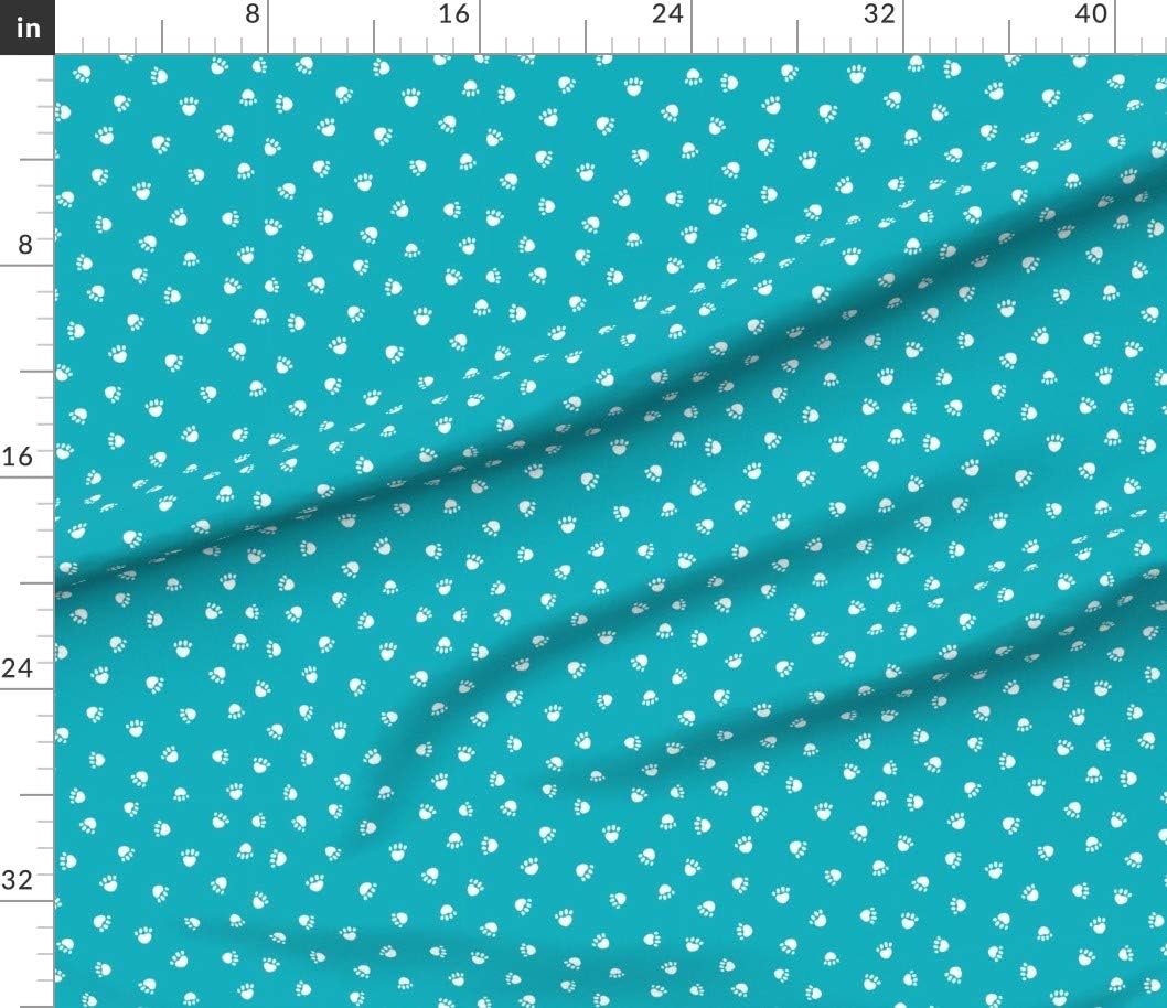 Spoonflower Fabric - Peacock Blue Paw Print Pet Dog Cat Paws Pets Printed on Petal Signature Cotton Fabric Fat Quarter - Sewing Quilting Apparel Crafts Decor