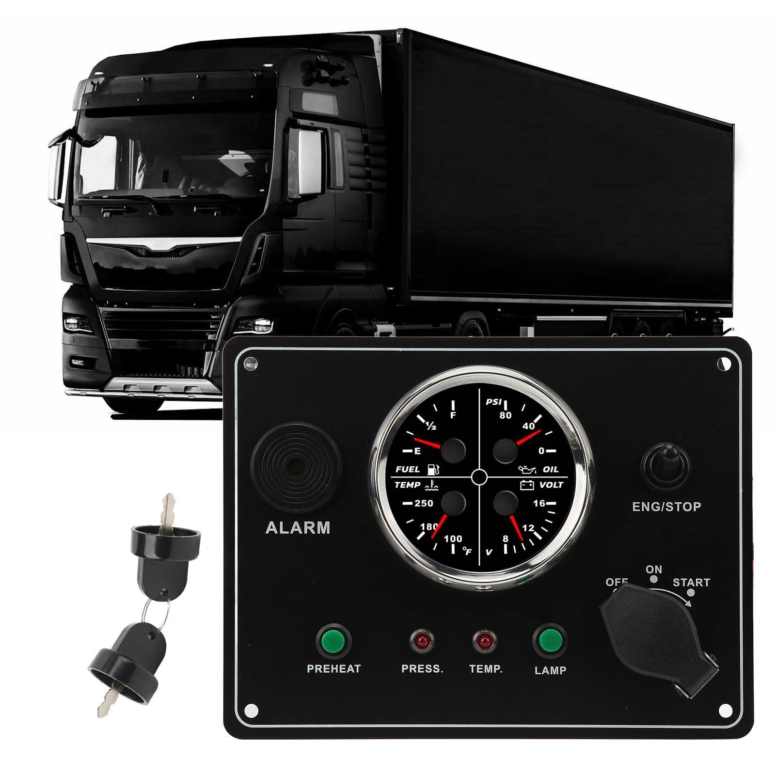Kombiinstrument Messgerät, 4-in-1-Zeigeranzeige mit Öldruck Ölstand Wassertemperatur und Spannung, Dashboard-Anzeige und Rundinstrument für Fahrzeug Armaturenbrett