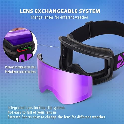 Miniatura 5 de EXP VISION Gafas de esquí y snowboard para padres e hijos, gafas de nieve para hombres, mujeres, jóvenes y niños