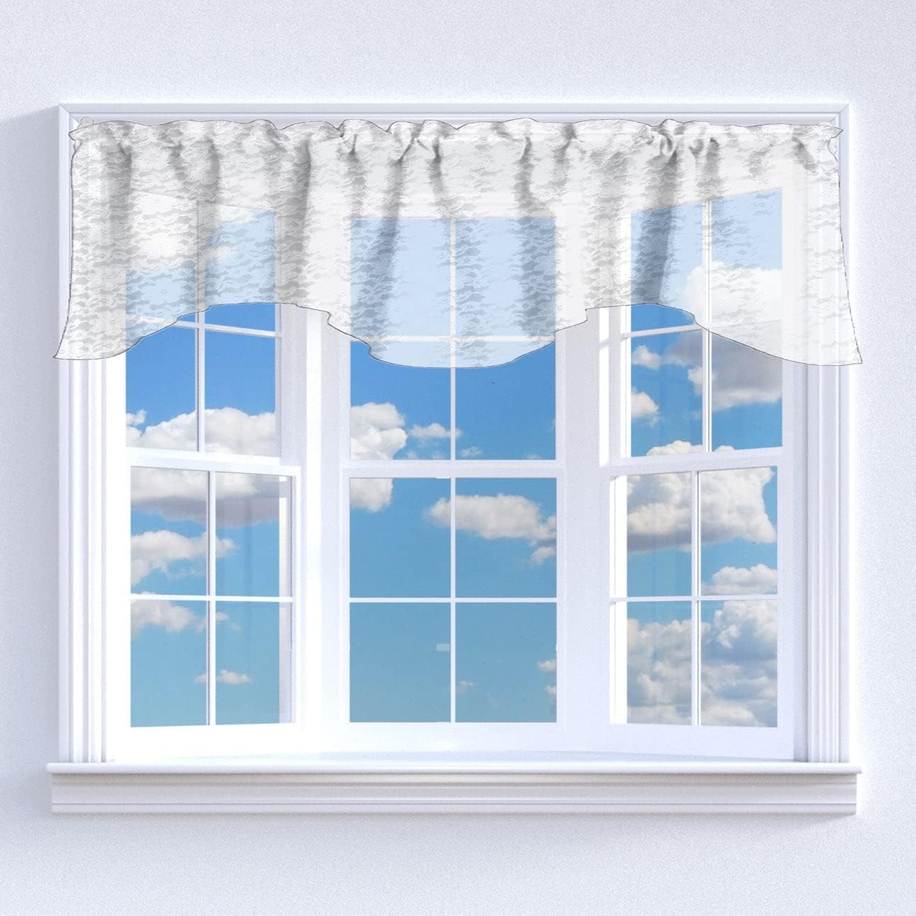 lovemyfabric Sheer Floral Lace Swag Valance Window Treatment/Window Décor (Swag Style 72" Wide / 36" Tall, Ivory)