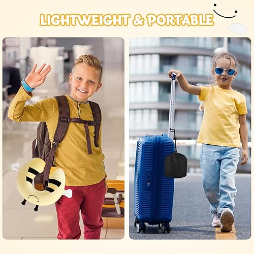 Vista 122 de Almohada de viaje para niños y adultos, bonita almohada para el cuello para viajar, almohada de espuma viscoelástica para avión, almohada para Azul