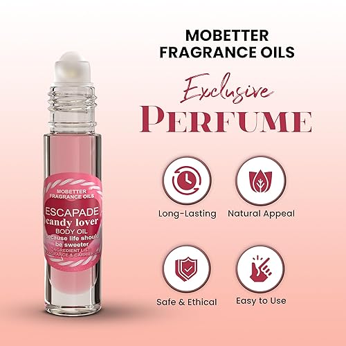 Miniatura 3 de MOBETTER FRAGRANCE OILS Escapade Candy Lover - Aceite corporal para mujer, 0.3 fl oz, rollo en botella